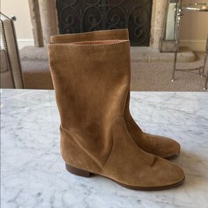 J Crew tan suede pull on boots. Size 8